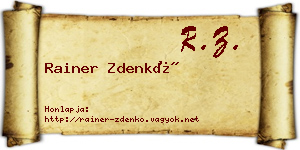 Rainer Zdenkó névjegykártya